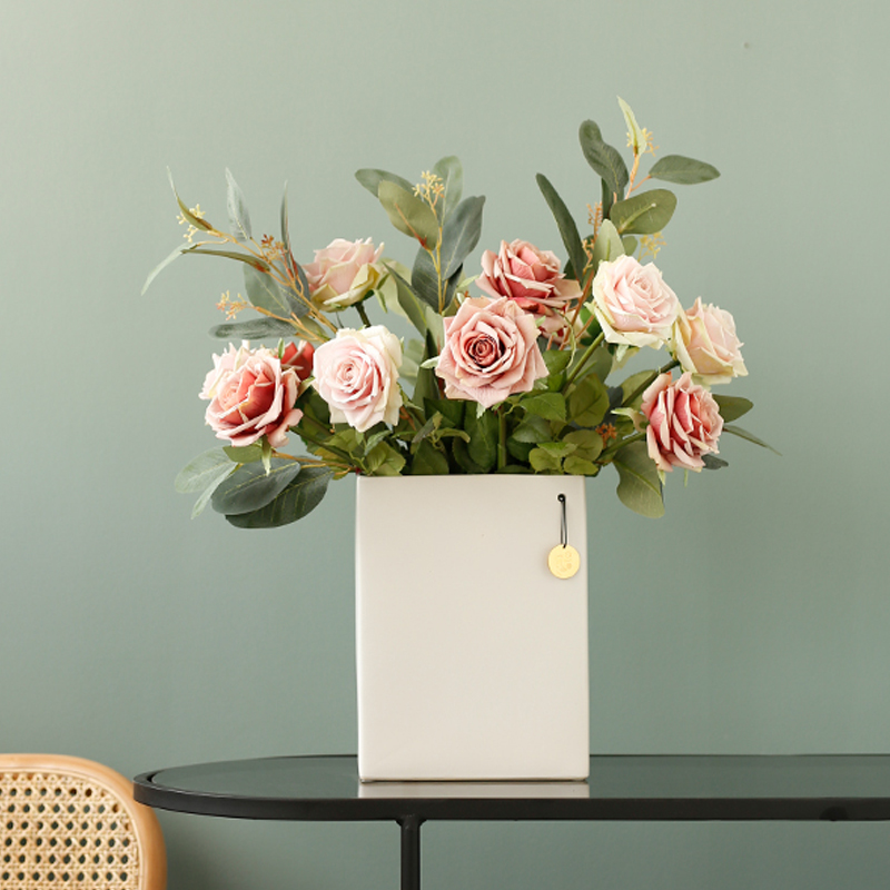 Gardenia home Simple American retro rose simulation flower silk flower fake flower set combination living room decoration