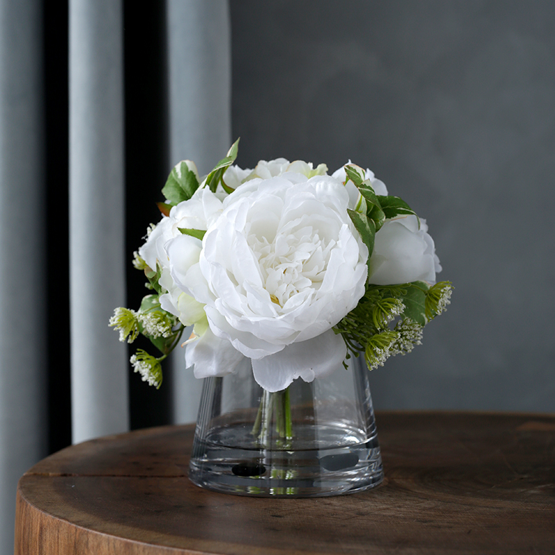 Gardenia peony simulation bouquet set fake water fake flower ornaments Decorative flowers Living room decoration glass vase