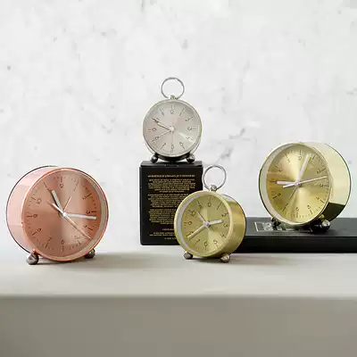 Zhi Meijia simple thick aluminum metal alarm clock silent bedside students with creative clock ornaments