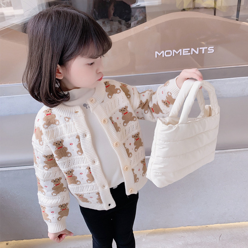 Girl Sweater Jacket Spring Autumn 2022 New Autumn Winter Women's Baby Polo Children Knit Cardiovert Spring Clothing
