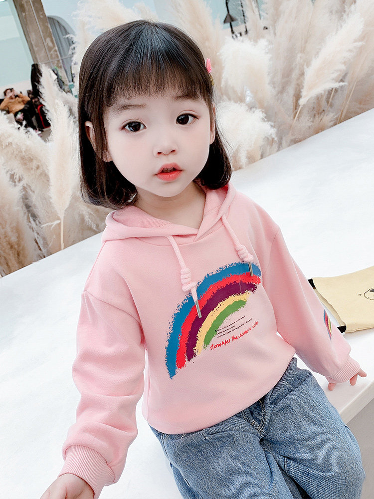 Girls hooded sweatshirt spring and autumn 2021 new hot female baby Korean version of the fashionable top children children's autumn fashion trend