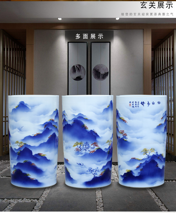 Jingdezhen blue and white porcelain painting more than jiangshan jiao quiver sitting room mesa furnishing articles study calligraphy and painting scroll to receive goods