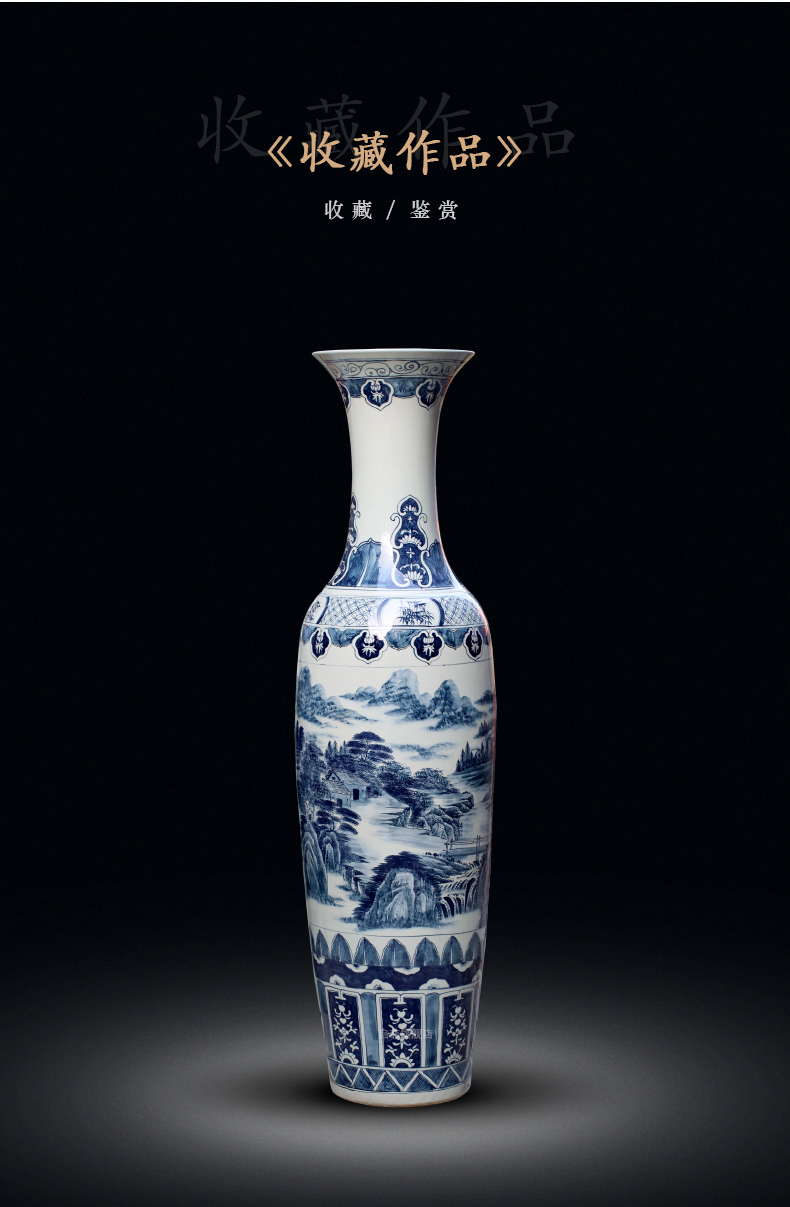 Jingdezhen ceramic vase of large sitting room adornment hand - made of blue and white porcelain hotel opening gifts corridor furnishing articles