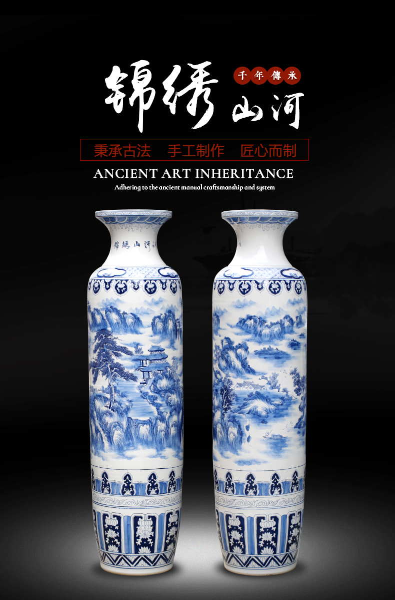 Jingdezhen blue and white porcelain hand - made ceramic furnishing articles home sitting room of large vase splendid sunvo hotel decoration