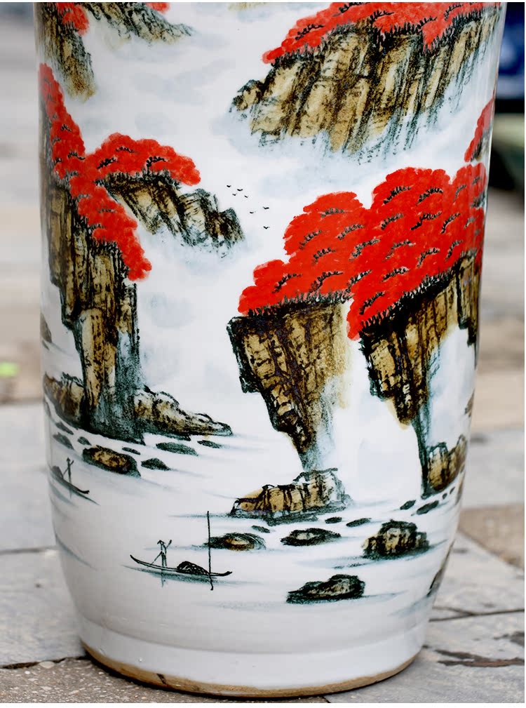 Jingdezhen ceramics hand - made jiangshan jiao more landscape painting vase household living room sofa TV ark, landing place