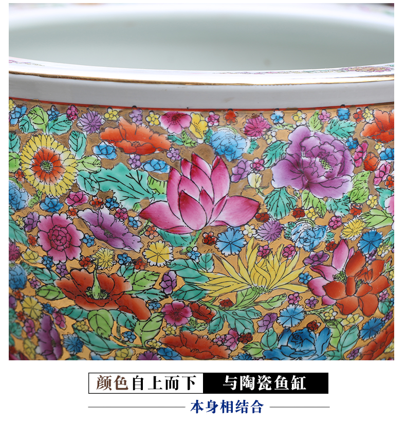 Jingdezhen ceramic aquarium hand - made m letters flowers sitting room ground study large turtle cylinder furnishing articles calligraphy and painting to receive the goods