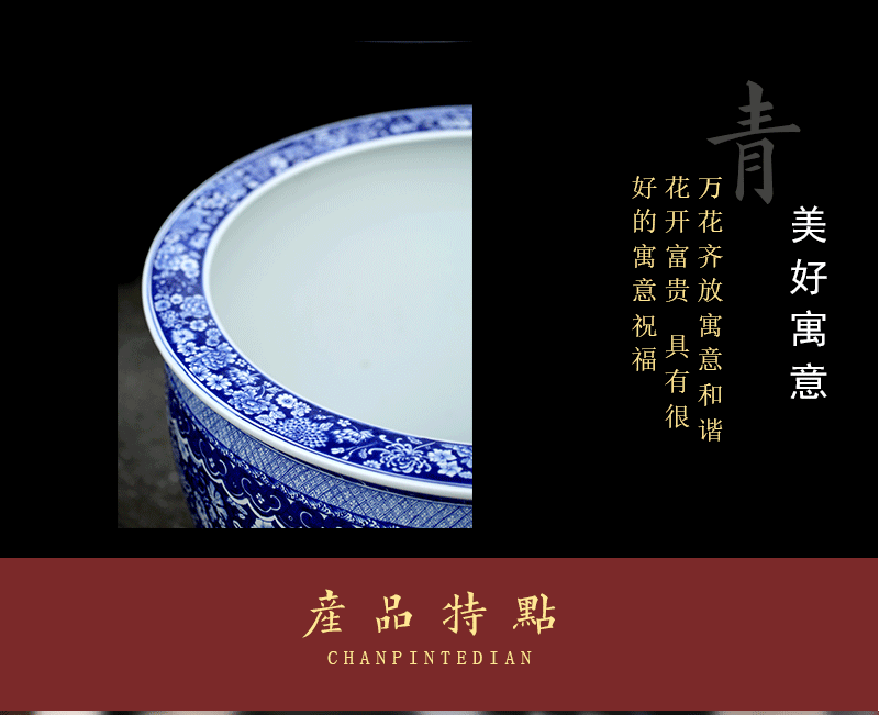 Jingdezhen porcelain hand - made sitting room courtyard place potted flower ceramic aquarium tortoise cylinder basin of calligraphy and painting to receive a cylinder