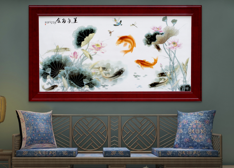 Adornment of I sitting room sofa setting wall murals have box corridor hangs a picture of jingdezhen hand - made famille rose porcelain plate painting