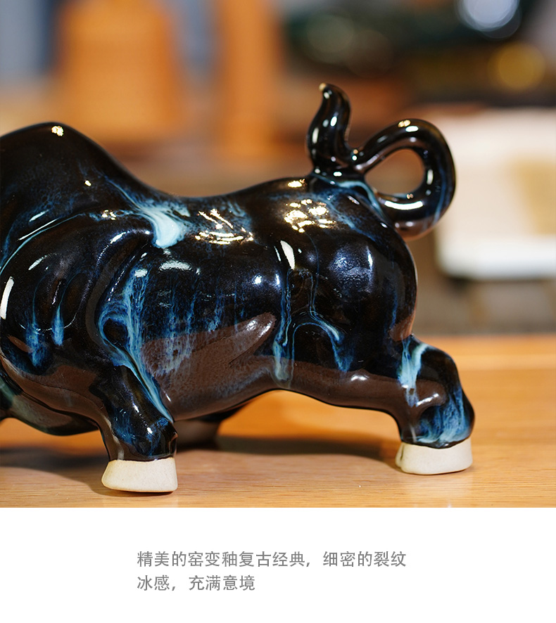 Jun porcelain of jingdezhen ceramics up its zodiac cattle mesa furnishing articles study office sitting room adornment