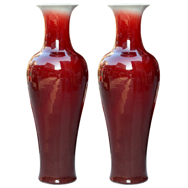 Jingdezhen ceramic glaze furnishing articles of crack home sitting room ruby red landing big vase office study adornment