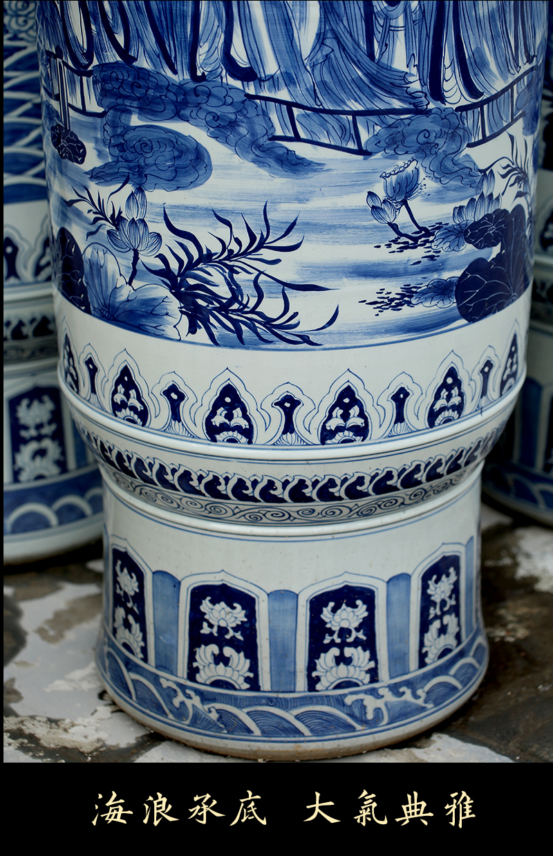 Jingdezhen blue and white porcelain hand - drawn characters figure sitting room of large vase household archaize ceramic furnishing articles opening gifts