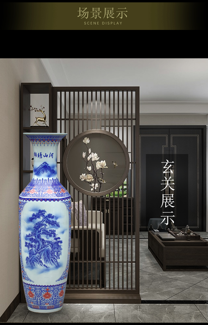 Jingdezhen blue and white landscape splendid sunvo large vases, sitting room of Chinese style household furnishing articles ceramic decorations