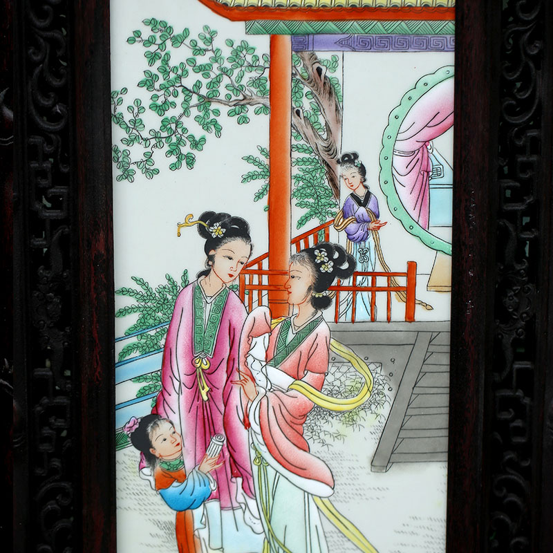 Jingdezhen ceramic jinling twelve women of porcelain plate painting sitting room background wall adornment four screen to hang a picture to the study