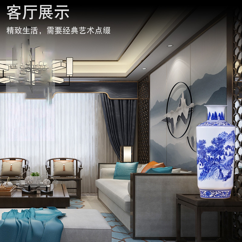 Mesa of jingdezhen blue and white porcelain painting flower vase sitting room rich ancient frame ceramic furnishing articles study ornaments