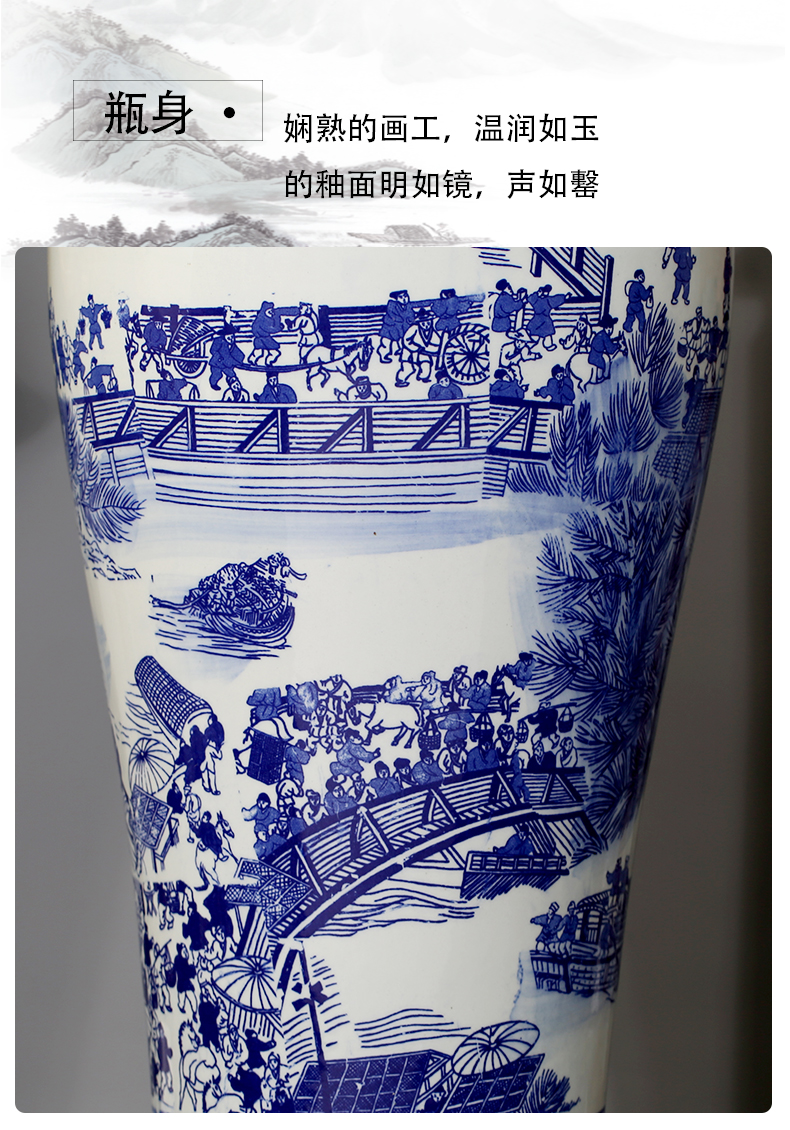 Jingdezhen sitting room of large vases, bright blue and white porcelain painting decorations study large - sized ceramic furnishing articles