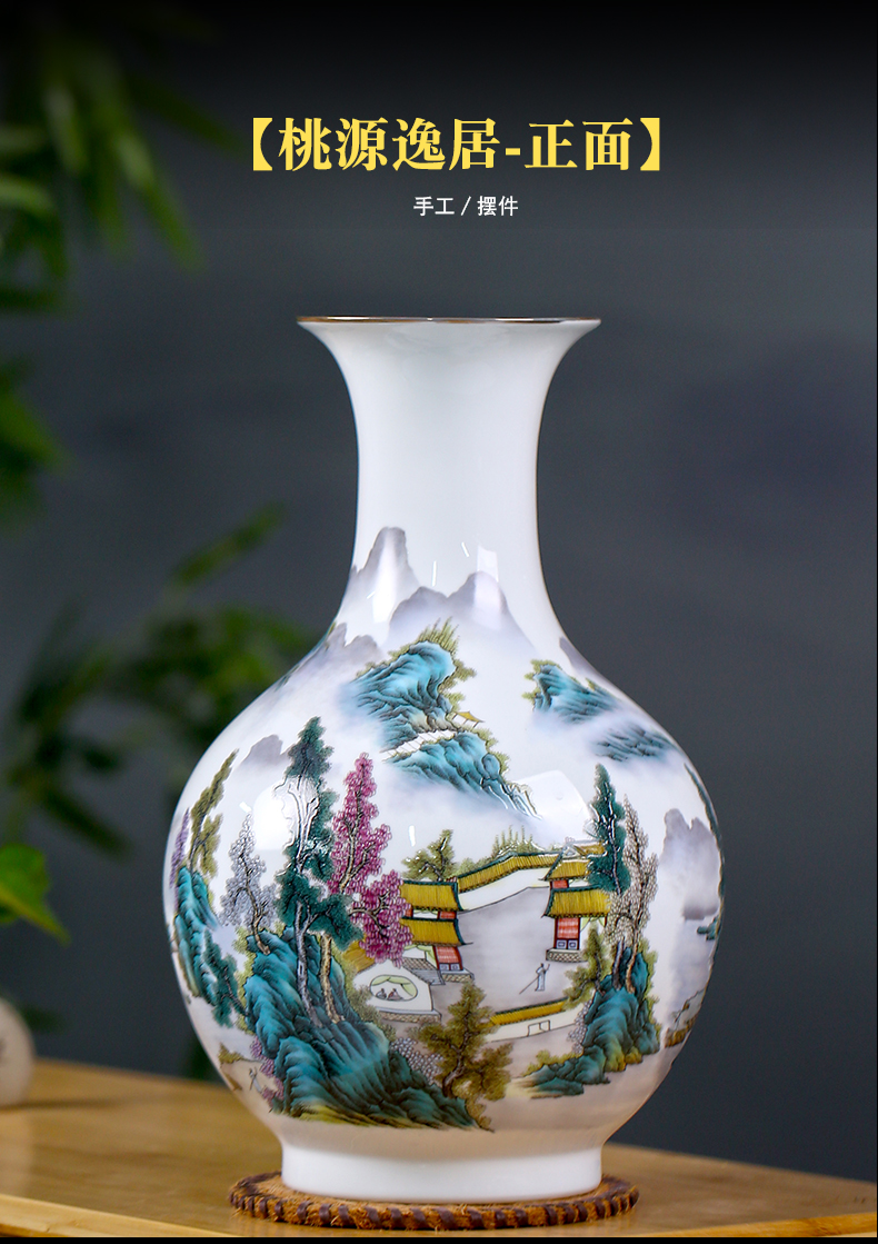 Jingdezhen ceramic landscape painting flower vase sitting room of Chinese style household furnishing articles mesa porch rich ancient frame ornaments