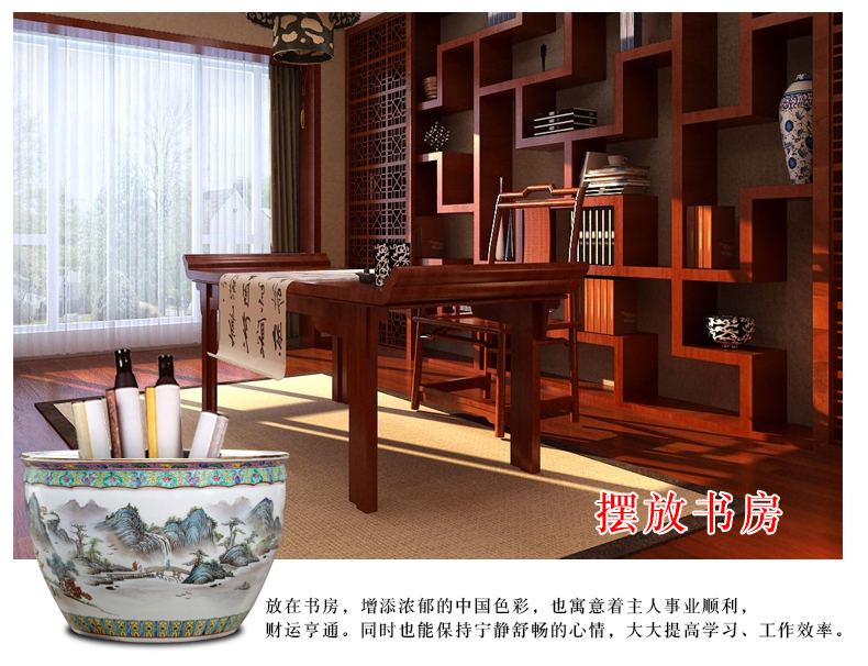 Jingdezhen ceramic aquarium hand - made landscape painting large landing place courtyard sitting room adornment calligraphy and painting is received