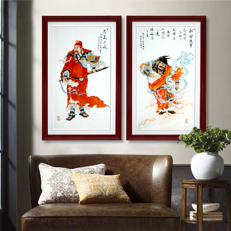 Jingdezhen porcelain plate painting doors of blessing figure home sitting room of Chinese style porch hang a picture study porch decoration