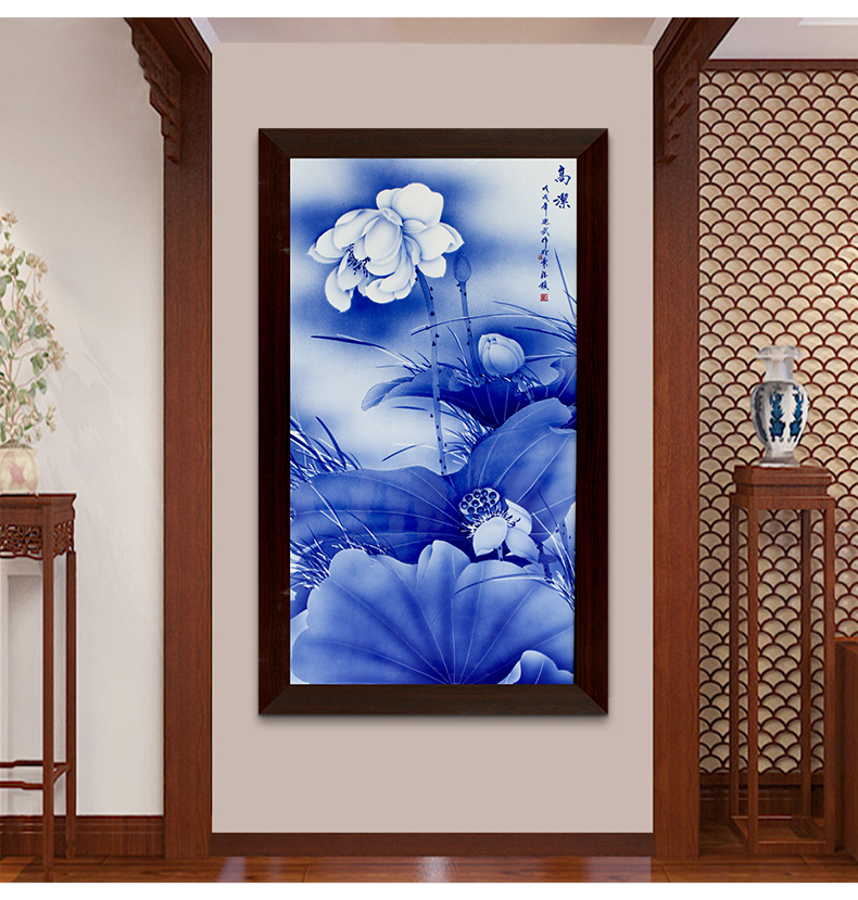 Ceramic plate painting murals sofa background wall of the sitting room adornment I and contracted vertical version of porch corridor lotus hang a picture