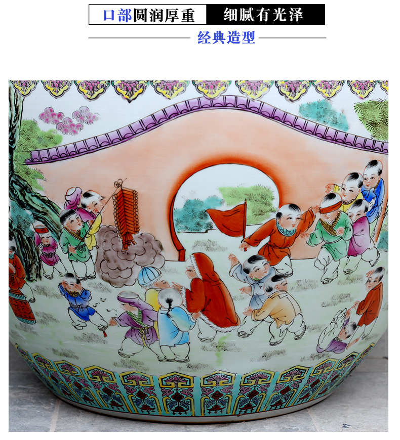 Jingdezhen ceramic powder enamel big goldfish turtle lotus lotus tank yard hotel large feng shui furnishing articles