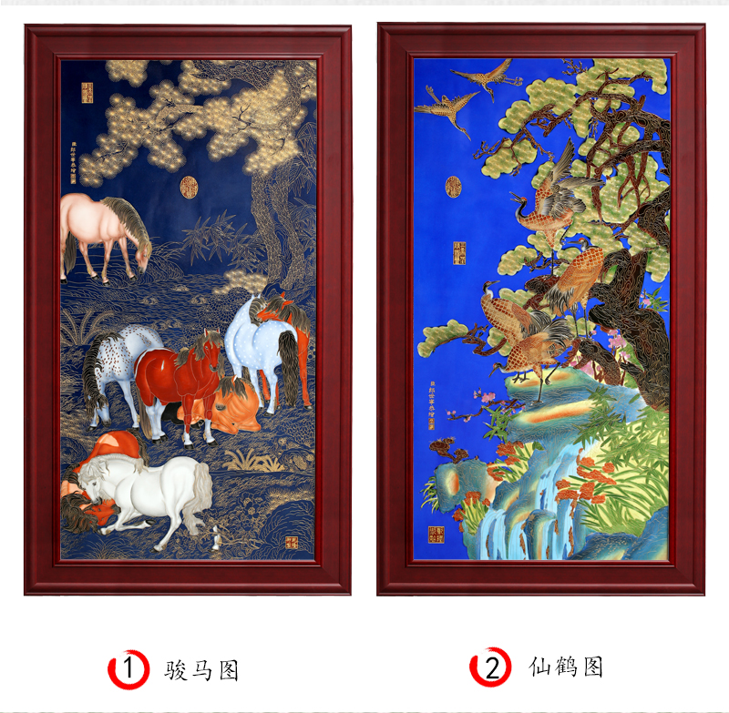 Jingdezhen porcelain plate painting adornment see eight figure sitting room office study hang a picture to open gifts