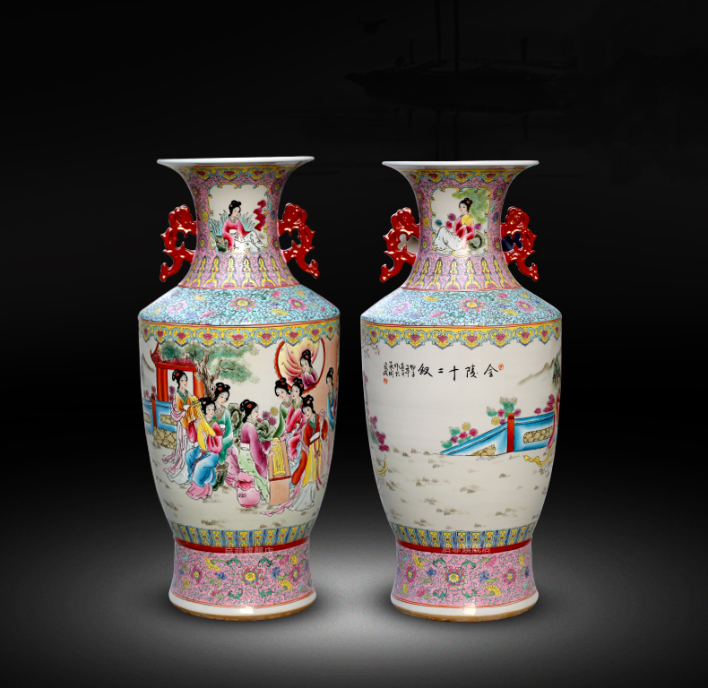 Jinling twelve women of jingdezhen ceramics hand - drawn characters beauty landing big vase household adornment furnishing articles