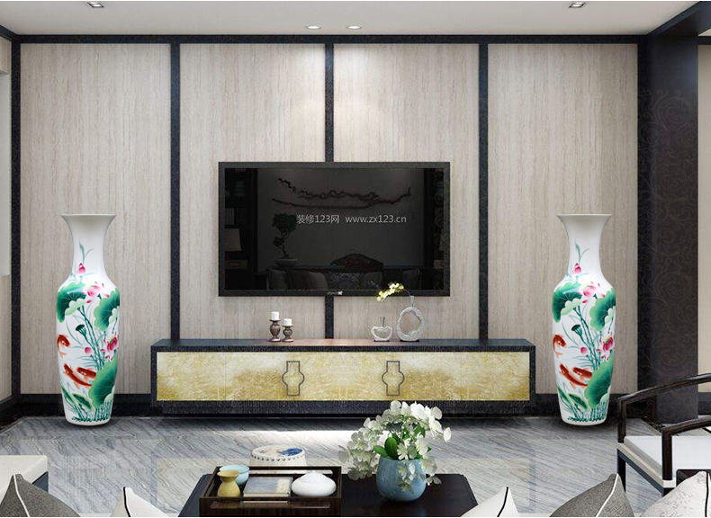 Hand draw name plum blossom put lotus 80 cm high landing big vase of porcelain of jingdezhen ceramics sitting room adornment is placed