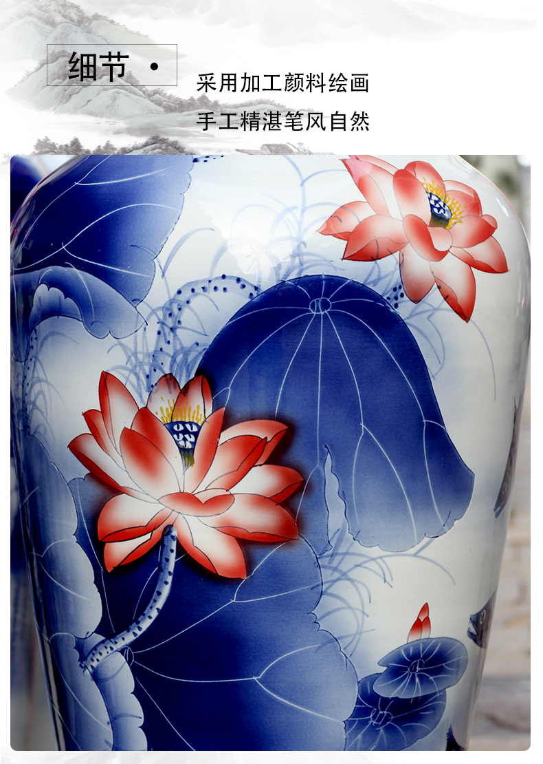 Jingdezhen hand - made every year more than lotus sitting room of large vases, Chinese style household decorative ceramic large - sized furnishing articles