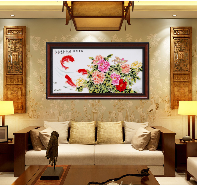 Jingdezhen pastel of new Chinese style ceramic plate metope adornment painting the living room sofa background wall hangs a picture of the corridor