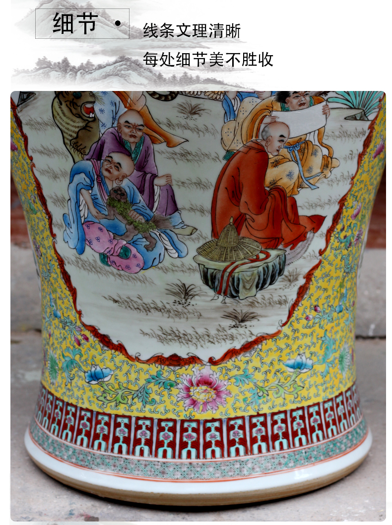 Jingdezhen ceramic general hand - made figure painting of large vase 18 Luo Hantu tank sitting room temple furnishing articles