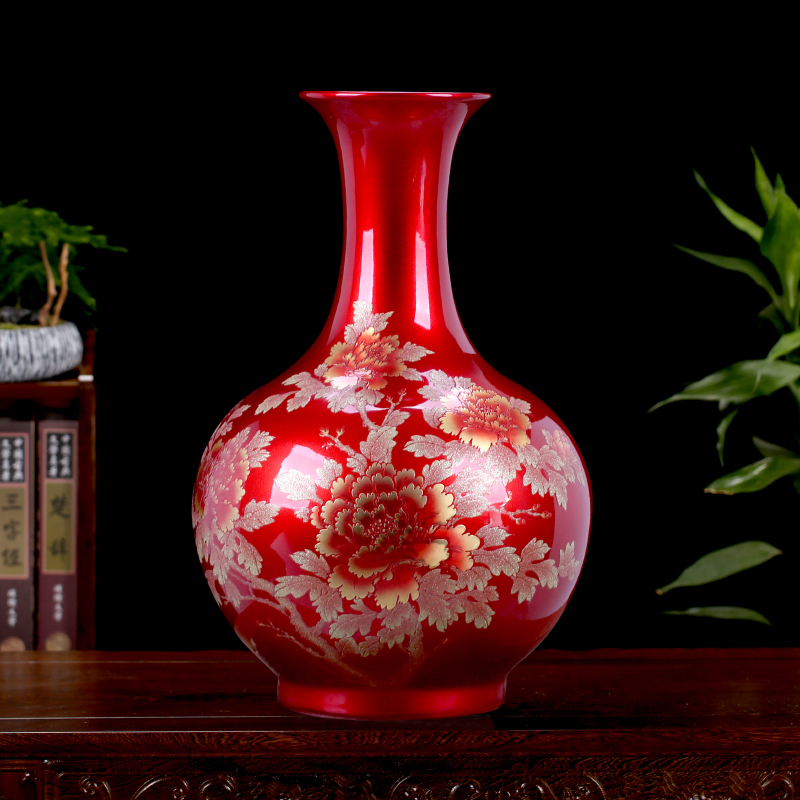 Jingdezhen ceramics, vases, flower arrangement sitting room adornment rich ancient frame TV ark of desk of Chinese style household furnishing articles