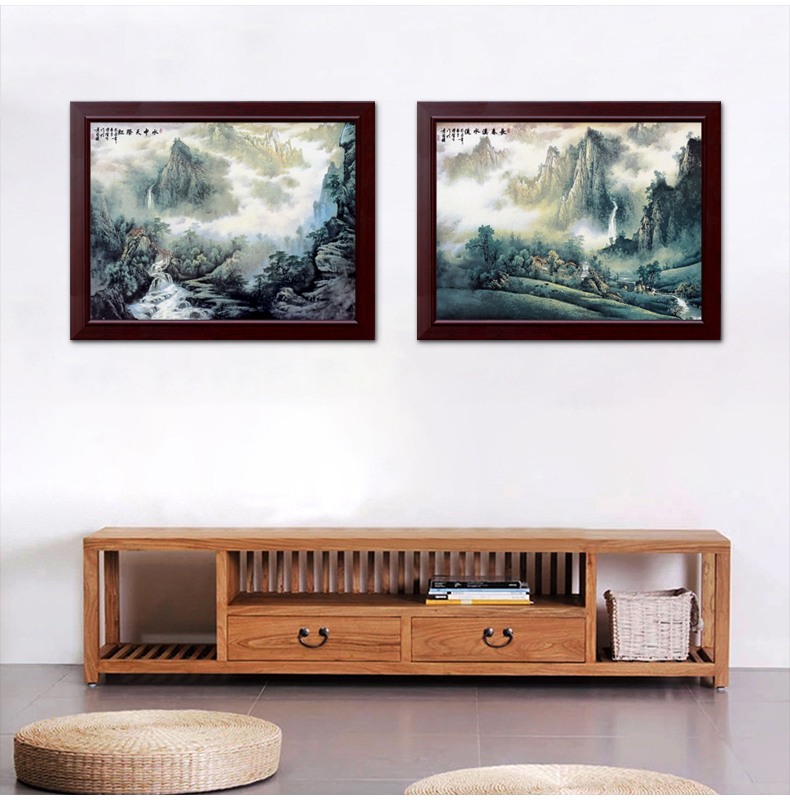 Jingdezhen porcelain four screen plate painting I sitting room sofa setting wall mural decoration hangs a picture teahouse dining - room metope