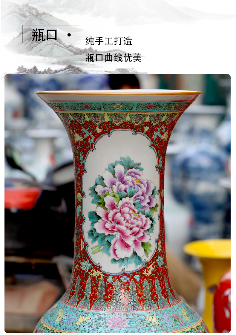 Archaize of jingdezhen ceramics powder enamel handpainted large vases, Chinese style living room decoration to the hotel opening furnishing articles