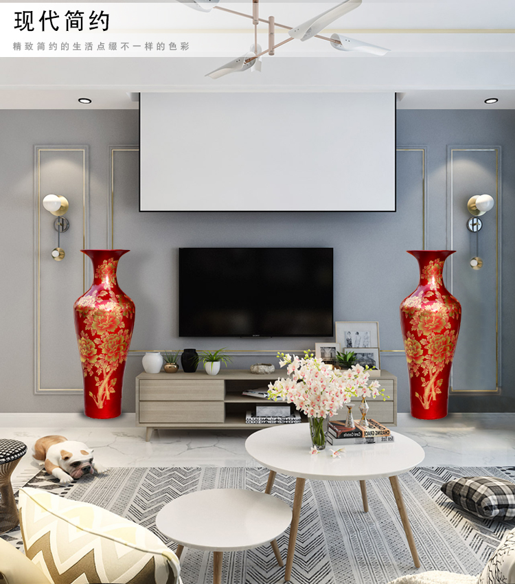 Jingdezhen ceramics gold peony of large vases, sitting room of Chinese style household decorations TV ark, porch place