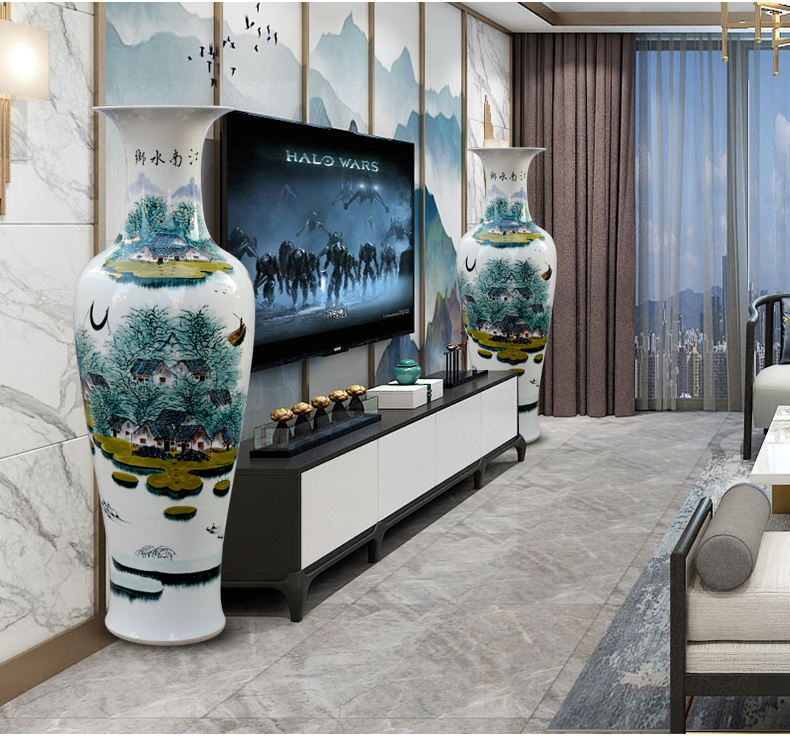 Jingdezhen ceramic hand - made jiangnan water landing big vase home sitting room office furnishing articles opening gifts