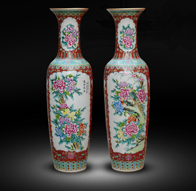 Archaize of jingdezhen ceramics powder enamel handpainted large vases, Chinese style living room decoration to the hotel opening furnishing articles