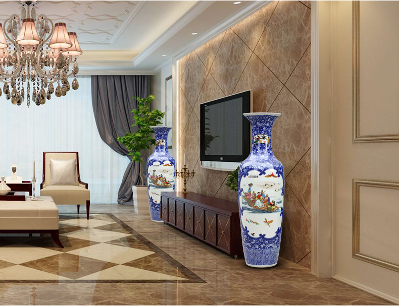 Jingdezhen ceramics powder enamel ensemble of large vase home sitting room hotel Chinese large - sized furnishing articles