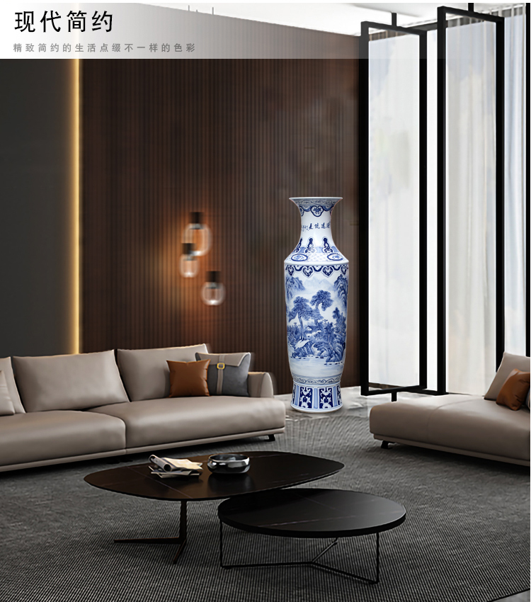 Jingdezhen blue and white porcelain painting has a long history of large vase household, sitting room, TV ark, furnishing articles study adornment