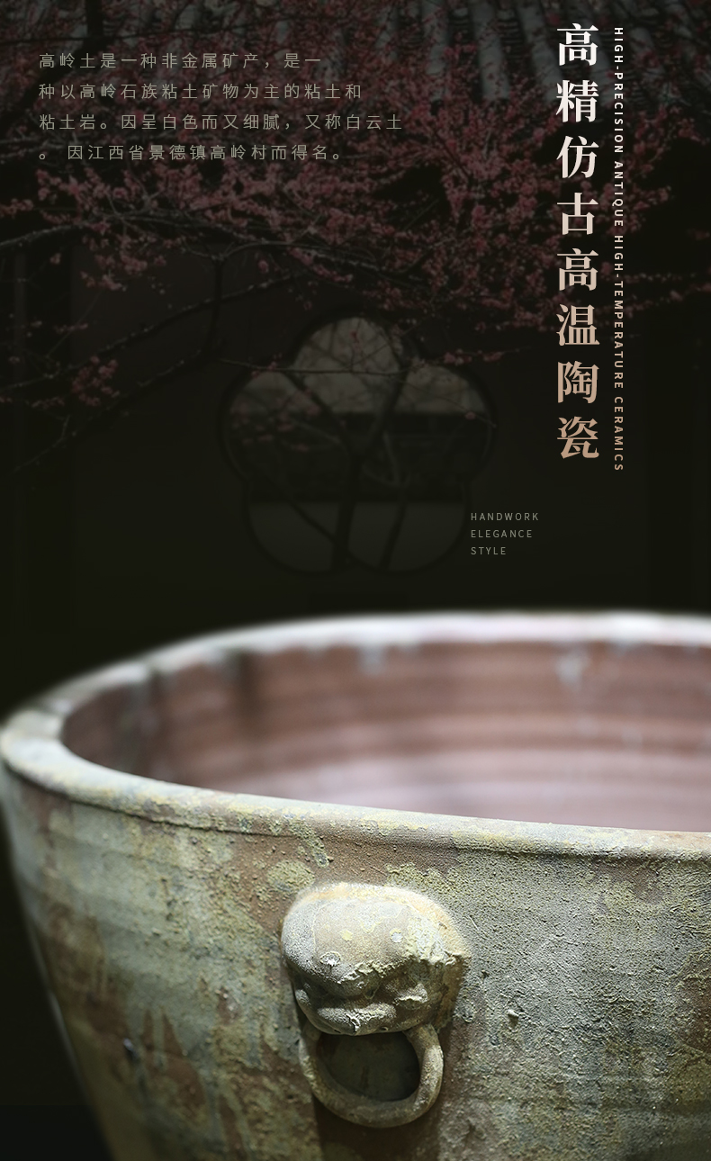 Jingdezhen "lion" new Chinese style of large ceramic aquarium lotus courtyard garden tank big flowerpot furnishing articles