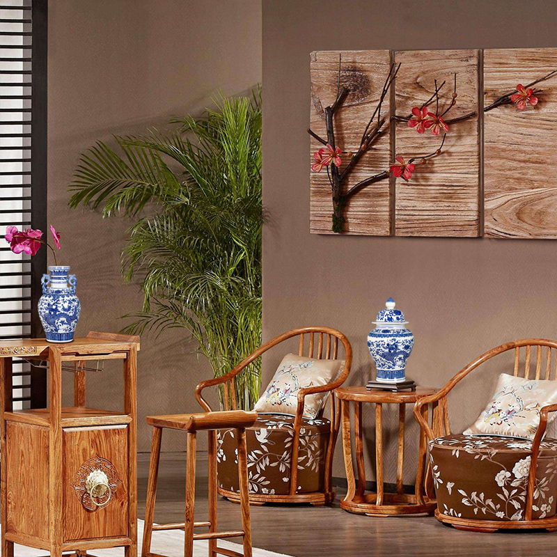 Jingdezhen ceramic furnishing articles sitting room big vase flower arranging dried flowers with Chinese style ear blue and white porcelain porcelain decorative household items