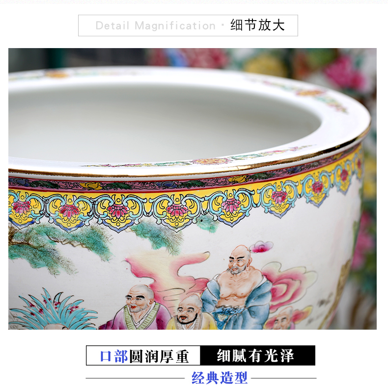 Jingdezhen ceramic aquarium hand - drawn characters figure bamboo seven sages tortoise cylinder office furnishing articles calligraphy and painting to receive the study