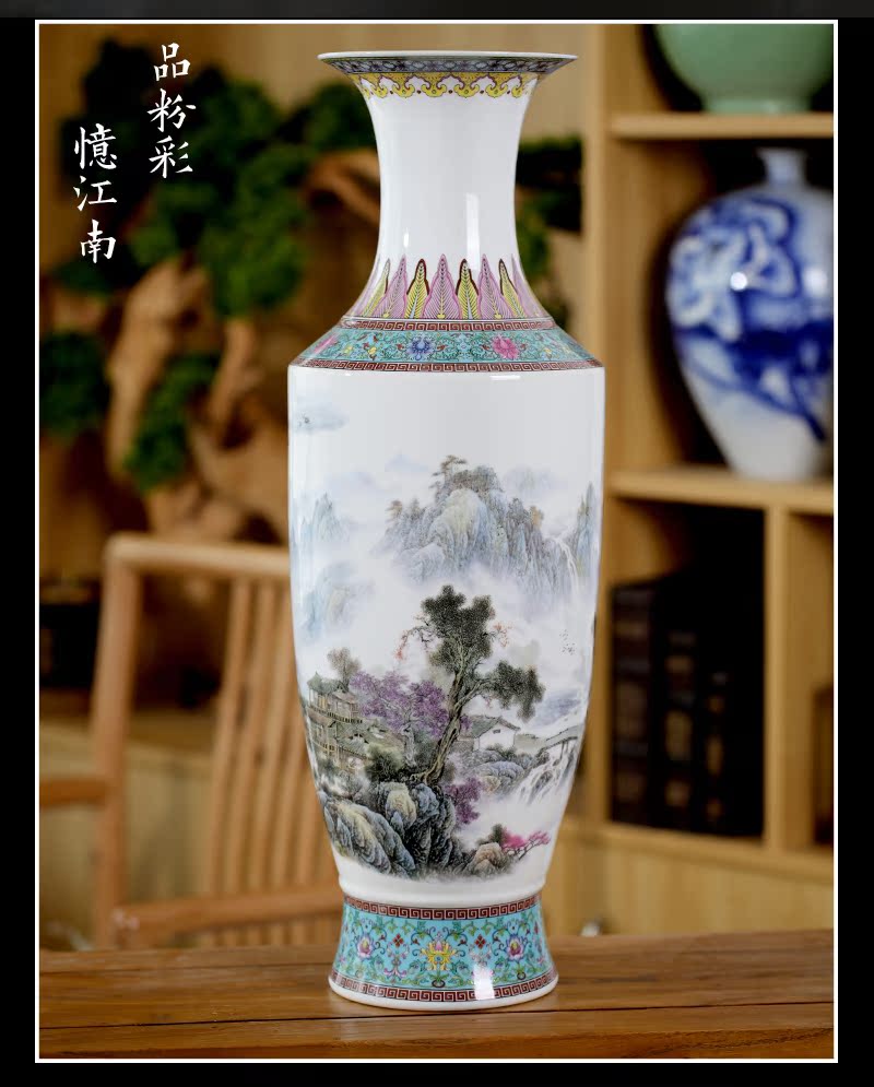 Jingdezhen ceramic landscape floor vase home 60 cm sitting room adornment ceramics furnishing articles opening gifts