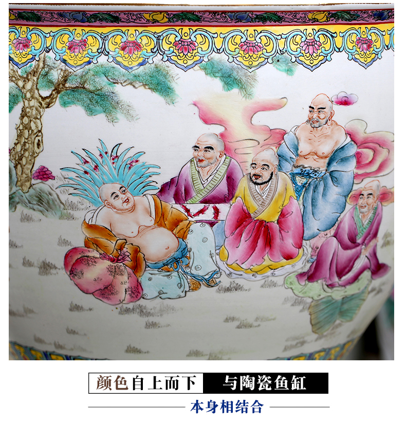 Jingdezhen ceramic aquarium hand - drawn characters figure bamboo seven sages tortoise cylinder office furnishing articles calligraphy and painting to receive the study