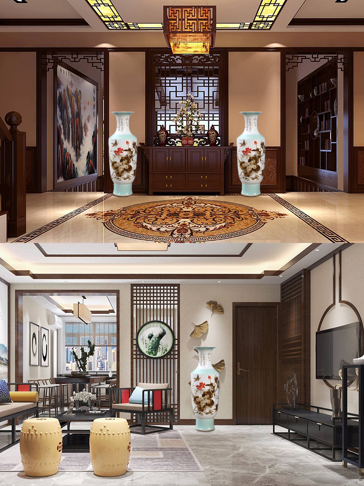 Jingdezhen ceramics of large vases, hand - made famille rose porcelain of reconciliation sitting room adornment large - sized furnishing articles