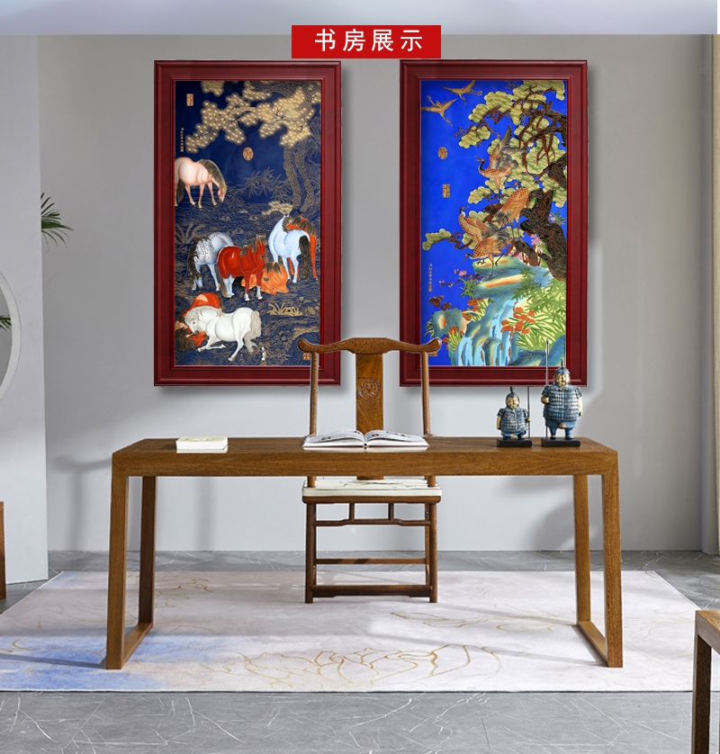 Jingdezhen porcelain plate painting adornment see eight figure sitting room office study hang a picture to open gifts