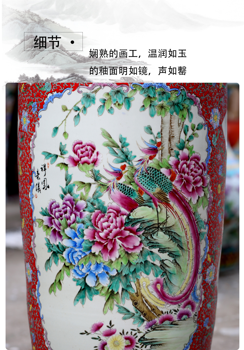 Jingdezhen ceramics hand - made pastel double lion ear to the ground the sitting room is big vase company opening hotel lobby furnishing articles