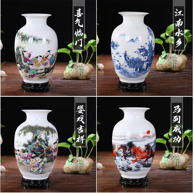 Jingdezhen ceramics contracted small and pure and fresh flower arranging floret bottle of the sitting room TV ark, home decoration crafts