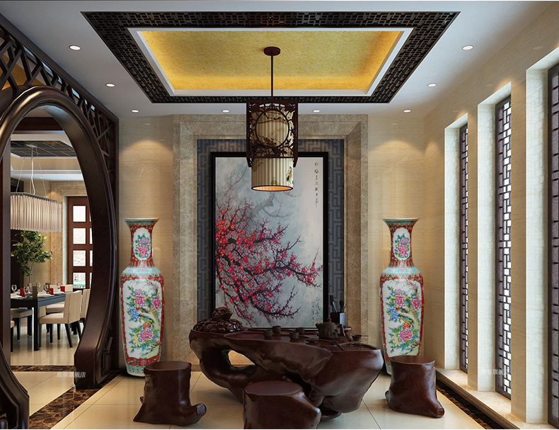 Archaize of jingdezhen ceramics powder enamel handpainted large vases, Chinese style living room decoration to the hotel opening furnishing articles