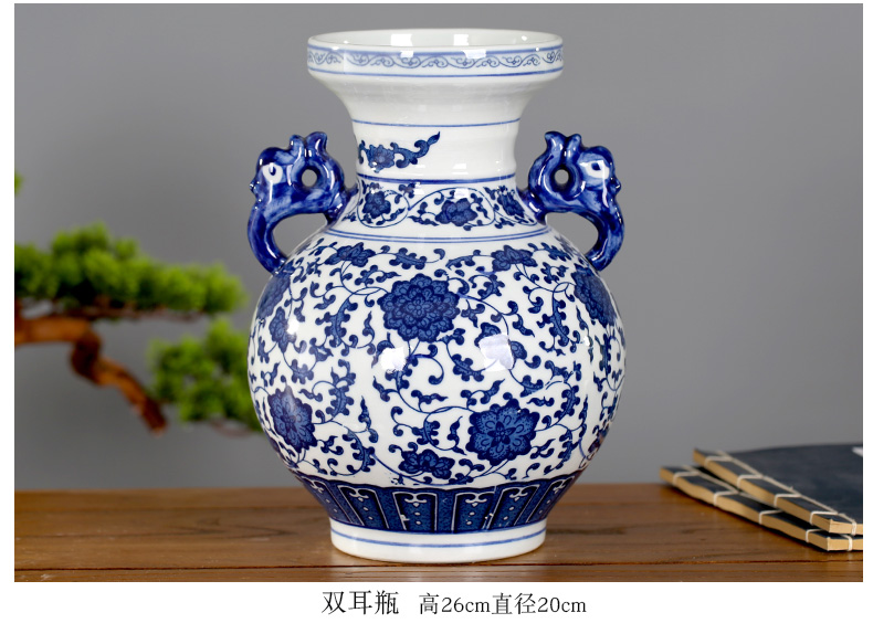 Blue and white porcelain vase rich ancient frame furnishing articles flower arranging Chinese jingdezhen ceramics sitting room home wine ark, adornment