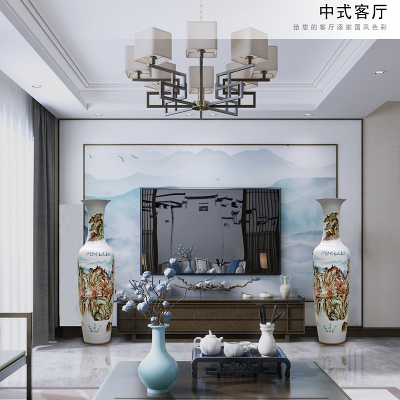 Jingdezhen ceramics hand - made landscape painting has a long history of large vase furnishing articles sitting room porch place hotel